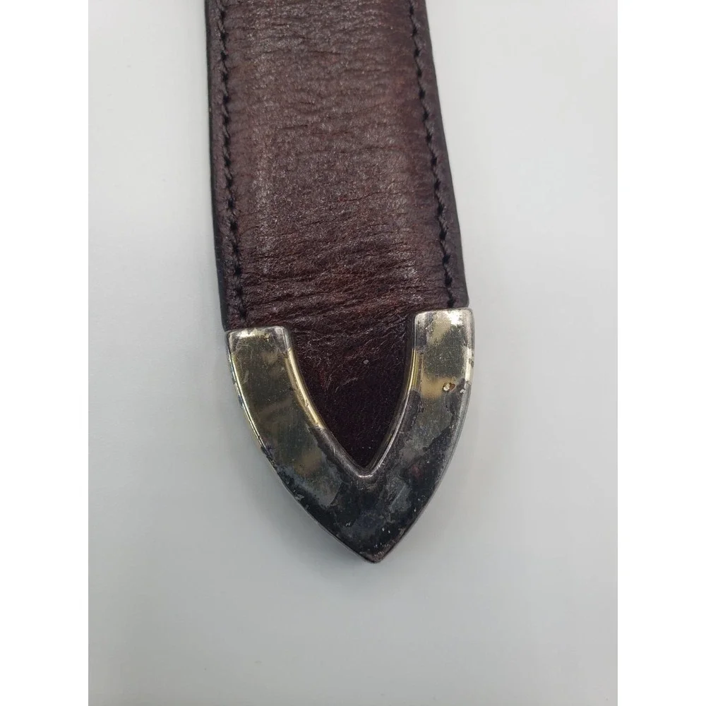 Onyx By Brighton Leather Belt Mens Brown 42 USA Western Minimalist Unique Luxury